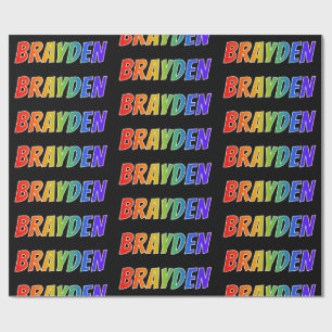 Regenbogen Vorname "BRAYDEN"; Spaß & Bunt Geschenkpapier
