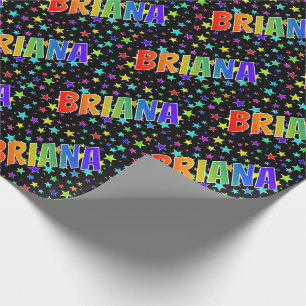 Regenbogen Vorname "BRIANA" + Sterne Geschenkpapier