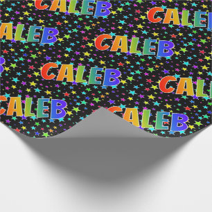 Regenbogen Vorname "CALEB" + Sterne Geschenkpapier