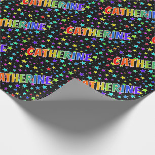 Regenbogen Vorname "CATHERINE" + Sterne Geschenkpapier
