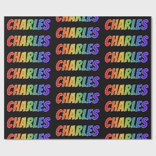 Regenbogen Vorname "CHARLES"; Spaß & Bunt Geschenkpapier