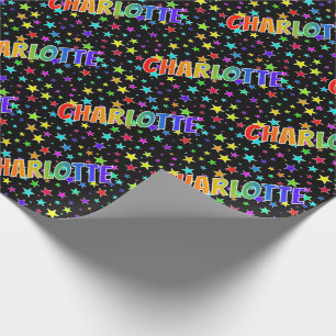 Regenbogen Vorname "CHARLOTTE" + Sterne Geschenkpapier