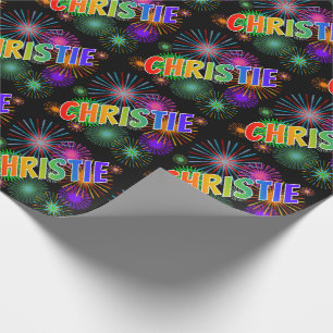 Regenbogen Vorname "CHRISTIE" + Feuerwerk Geschenkpapier