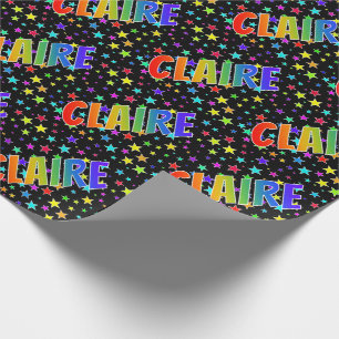 Regenbogen Vorname "CLAIRE" + Sterne Geschenkpapier