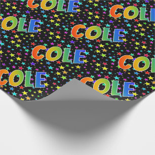 Regenbogen Vorname "COLE" + Sterne Geschenkpapier