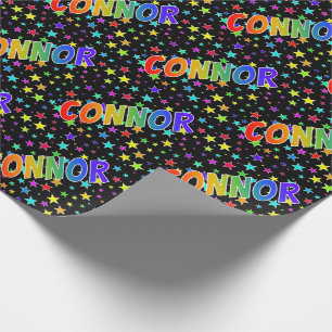 Regenbogen- Vorname "CONNOR" + Sterne Geschenkpapier