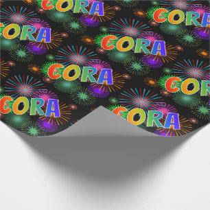 Regenbogen Vorname "CORA" + Feuerwerk Geschenkpapier