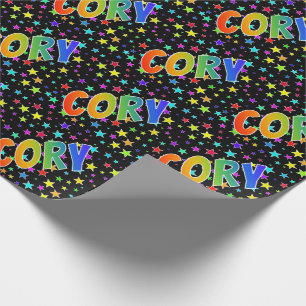 Regenbogen Vorname "CORY" + Sterne Geschenkpapier