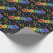 Regenbogen Vorname "COURTNEY" + Sterne Geschenkpapier (Ecke)