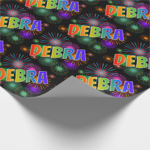 Regenbogen Vorname "DEBRA" + Feuerwerk Geschenkpapier
