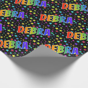 Regenbogen Vorname "DEBRA" + Sterne Geschenkpapier