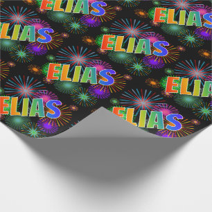 Regenbogen Vorname "ELIAS" + Feuerwerkskörper Geschenkpapier