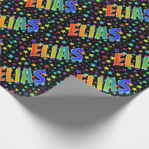 Regenbogen Vorname "ELIAS" + Sterne Geschenkpapier