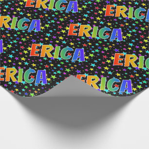 Regenbogen Vorname "ERICA" + Sterne Geschenkpapier