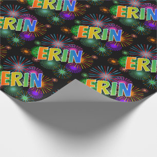 Regenbogen Vorname "ERIN" + Feuerwerk Geschenkpapier