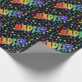 Regenbogen- Vorname "HADLEY" + Sterne Geschenkpapier (Ecke)