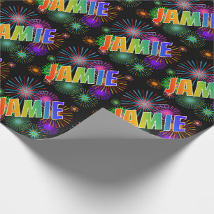 Regenbogen Vorname "JAMIE" + Feuerwerk Geschenkpapier