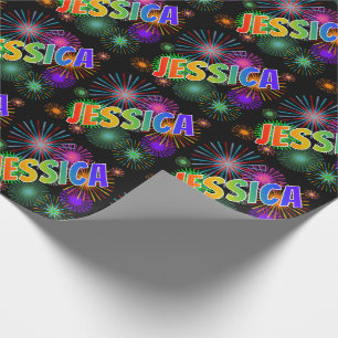 Regenbogen Vorname "JESSICA" + Feuerwerk Geschenkpapier