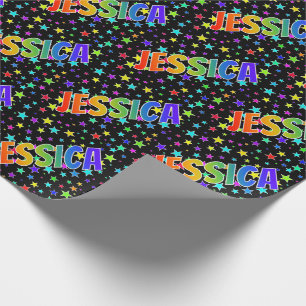 Regenbogen Vorname "JESSICA" + Sterne Geschenkpapier