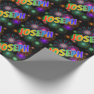 Regenbogen Vorname "JOSEPH" + Feuerwerk Geschenkpapier