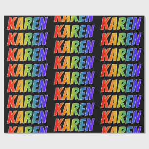 Regenbogen Vorname "KAREN"; Spaß und Farbe Geschenkpapier