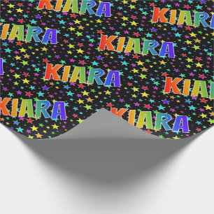 Regenbogen Vorname "KIARA" + Sterne Geschenkpapier
