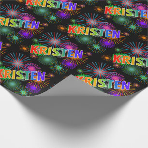 Regenbogen Vorname "KRISTEN" + Feuerwerk Geschenkpapier