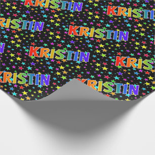 Regenbogen Vorname "KRISTIN" + Sterne Geschenkpapier