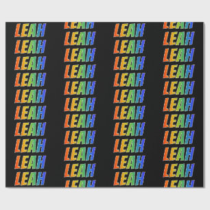 Regenbogen Vorname "LEAH"; Spaß & Bunt Geschenkpapier