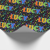 Regenbogen- Vorname "LUCY" + Sterne Geschenkpapier (Ecke)