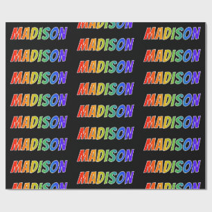 Regenbogen Vorname "MADISON"; Spaß & Bunt Geschenkpapier