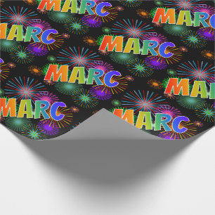 Regenbogen Vorname "MARC" + Feuerwerk Geschenkpapier