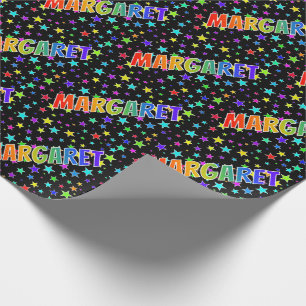 Regenbogen Vorname "MARGARET" + Sterne Geschenkpapier