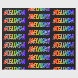 Regenbogen Vorname "MELINDA"; Spaß & Bunt Geschenkpapier