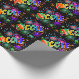 Regenbogen Vorname "NICOLE" + Feuerwerk Geschenkpapier