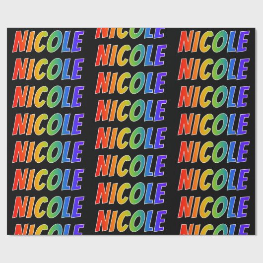 Regenbogen- Vorname "NICOLE"; Spaß u. buntes Geschenkpapier (Flach)