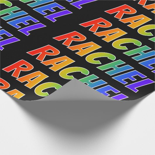 Regenbogen- Vorname "RACHEL"; Spaß u. buntes Geschenkpapier (Ecke)