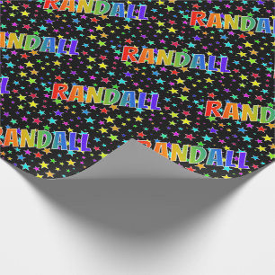 Regenbogen Vorname "RANDALL" + Sterne Geschenkpapier