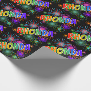 Regenbogen Vorname "RHONDA" + Feuerwerk Geschenkpapier