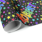 Regenbogen Vorname "ROBERT" + Sterne Geschenkpapier (Rolleneckpunkt)