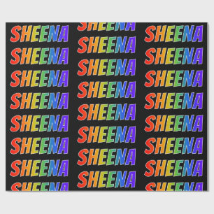 Regenbogen Vorname "SHEENA"; Lustig & Bunt Geschenkpapier
