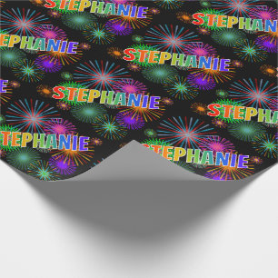 Regenbogen Vorname "STEPHANIE" + Feuerwerk Geschenkpapier