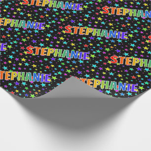 Regenbogen Vorname "STEPHANIE" + Sterne Geschenkpapier