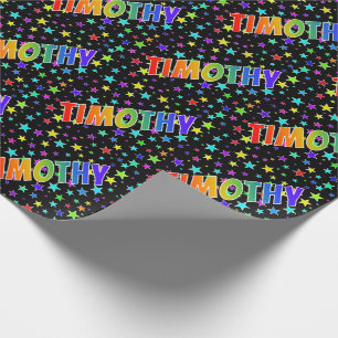 Regenbogen Vorname "TIMOTHY" + Sterne Geschenkpapier