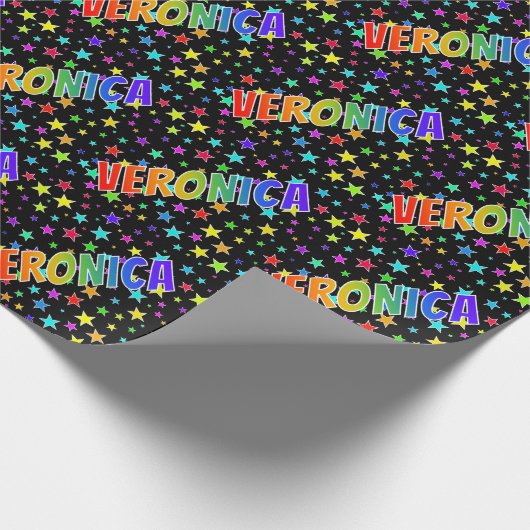 Regenbogen Vorname "VERONICA" + Sterne Geschenkpapier (Ecke)