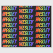 Regenbogen- Vorname "WESLEY"; Spaß u. buntes Geschenkpapier (Flach)