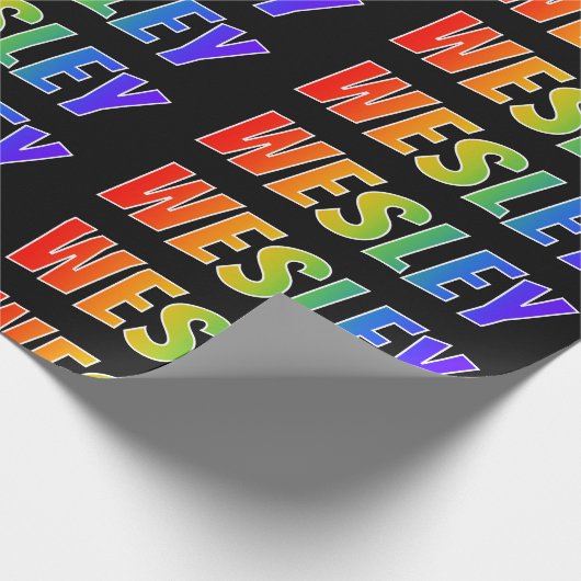 Regenbogen- Vorname "WESLEY"; Spaß u. buntes Geschenkpapier (Ecke)
