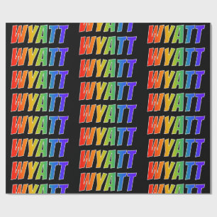 Regenbogen Vorname "WYATT"; Lustig & Bunt Geschenkpapier