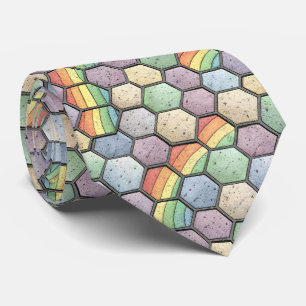 Regenbogen-Waben-Mosaik – Sechseckige Kachel Krawatte