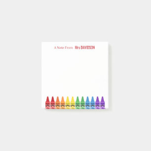 Regenbogen-Wachsmalstifte Personalisierter Lehrer Post-it Klebezettel